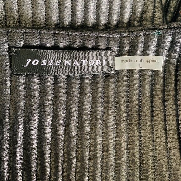 Josie Natori Black Ottoman Shine Coat Short Sleeve Kimono Cover-Up Sz L - Picture 8 of 11